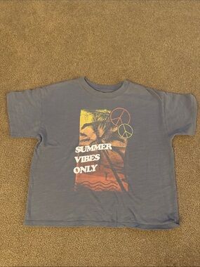 SO Gray/ Blue Tee with 'Summer Vibes Only' Multicolor Graphic